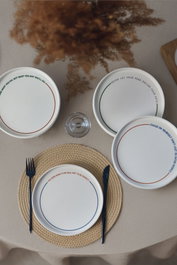 Hermia Juego de 6 Platos para Postres de Cerámica Blanca, 21 cm
